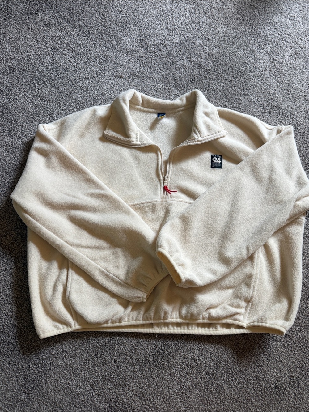 Old Navy Cream Quarter-Zip Fleece Pullover with 94 Patch